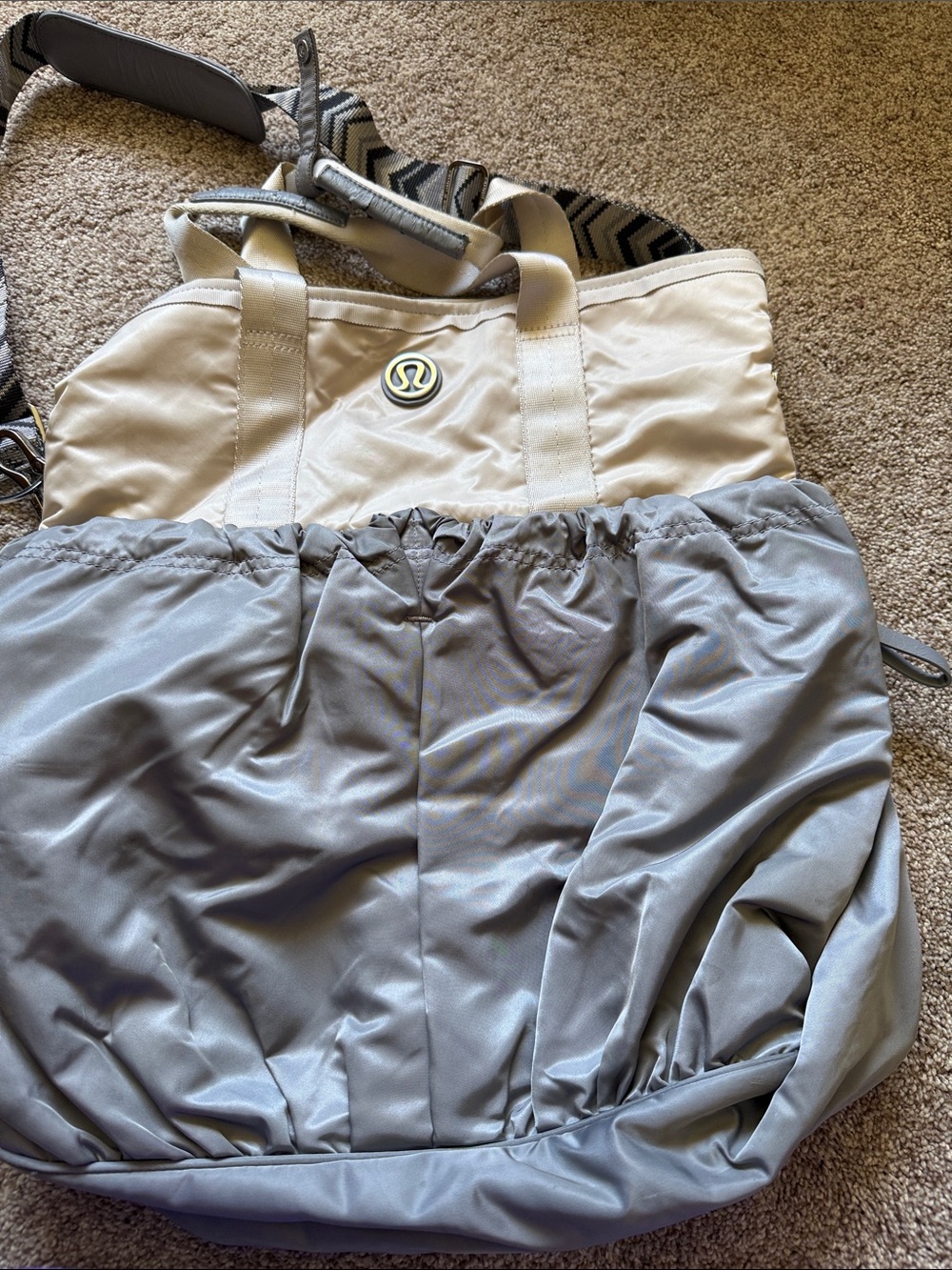 lululemon athletica Two-Tone Gray and Cream Tote